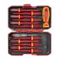 КВТ Диэлектрическая отвертка НИО-4412 с набором бит, 78615 KVT